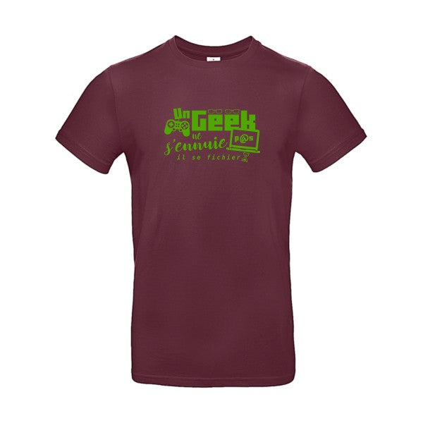 Un geek ne s'ennuie pas Flex Vert pomme |E190 T-shirt|Burgundy||2XL