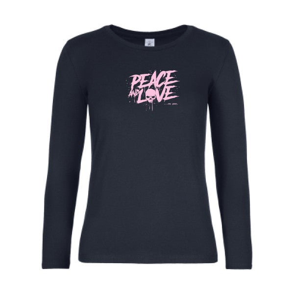 t-shirt lsl femme Peace-or-no-peace Navy flex Rose