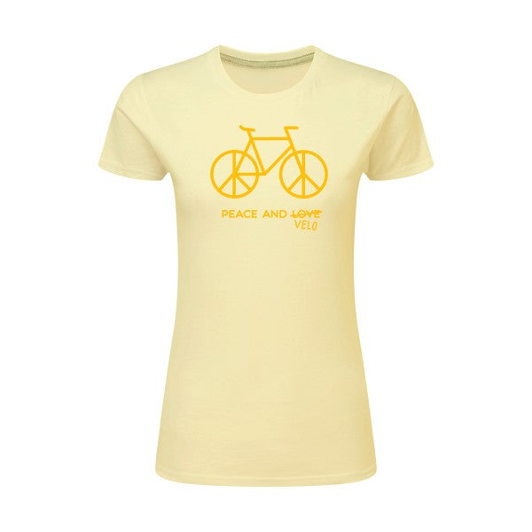 Peace and vélo jaune Or |T shirt original femme|SG