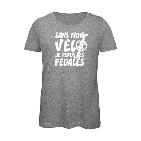 T shirt humour bio femme   femme bio|Sans mon vÃ©lo, je perds les pÃ©dales ! Blanc 