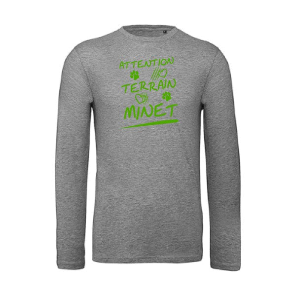 Attention Terrain Minet Vert pomme |T-shirt bio manches longues