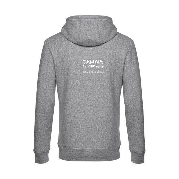 JAMAIS... sweat shirt original Heather Grey flex Blanc impression Dos