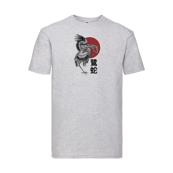 Le héron et le serpent  Fruit of the loom 205 g/m² T-shirt/ heather grey