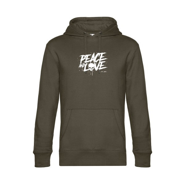Peace-or-no-peace sweat shirt original Khaki flex Blanc impression Face
