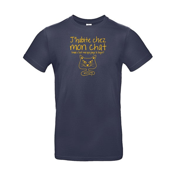 J'habite chez mon chatFlex jaune or - E190 T-shirt|Navy Blue||2XL