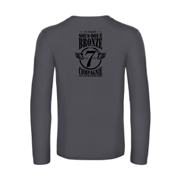 7eme compagnie crew - t shirt- manches- longues- original- humour- Dark Grey impression Dos