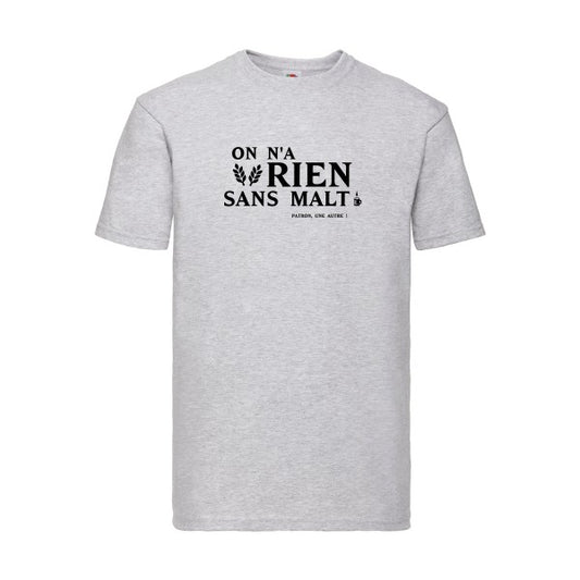 T-shirt|On n'a rien sans malt |Noir  |Fruit of the loom 205  G