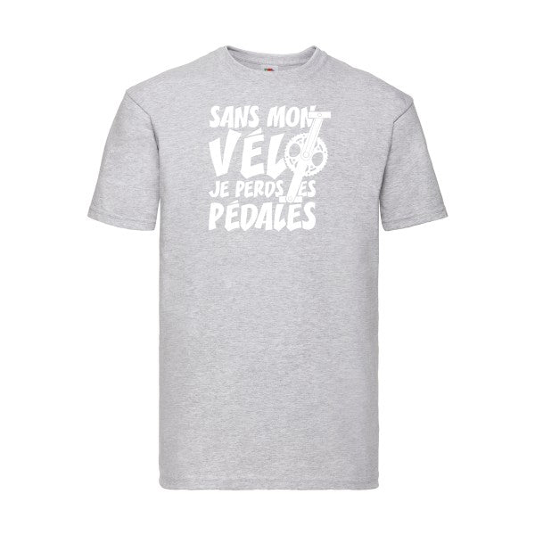 T-shirt|Sans mon vélo, je perds les pédales ! |Blanc |Fruit of the loom 205  G