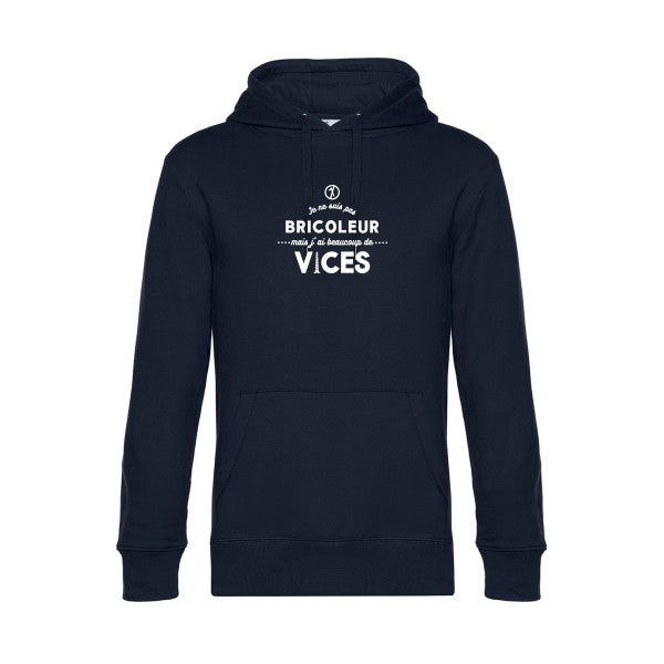 JE-NE-SUIS-PAS-BRICOLEUR sweat shirt original Navy Blue flex Blanc impression Face