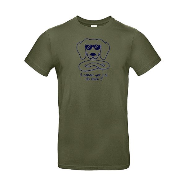 T-shirt humour original Avoir du chien T Shirt couleur Urban Khaki