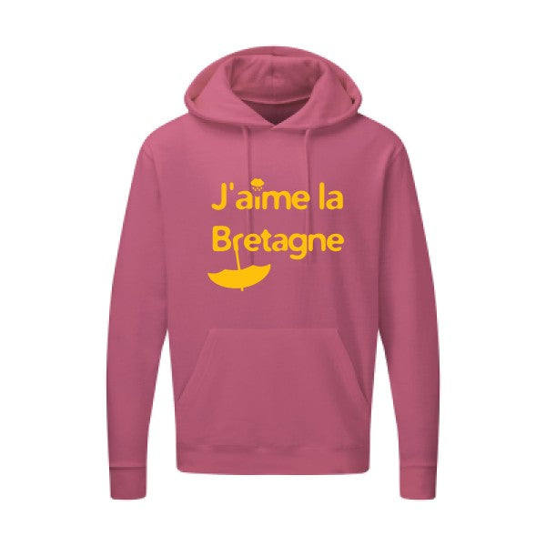 J'aime la Bretagne |Sweat  capuche humoristique jaune Or 