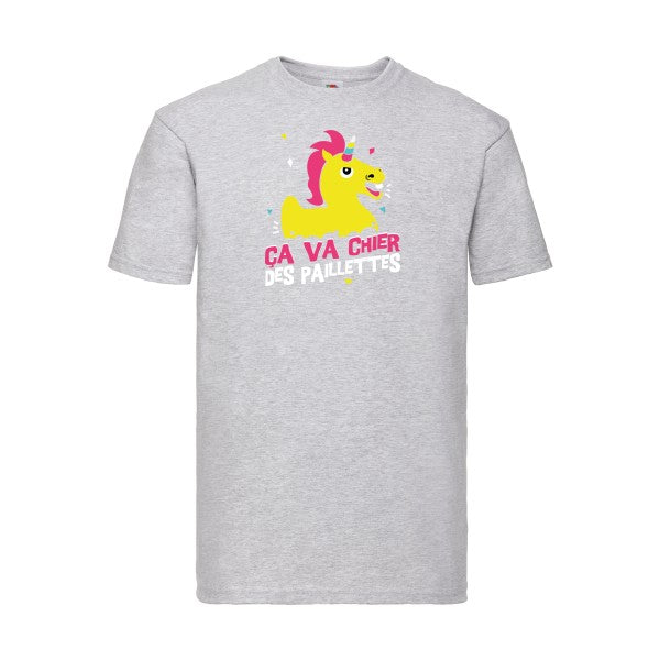 ça va chier des paillettes Fruit of the loom 205 g/m² T-shirt/ heather grey