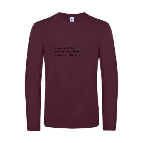 qi - t shirt- manches- longues- original- humour- Burgundy impression Face