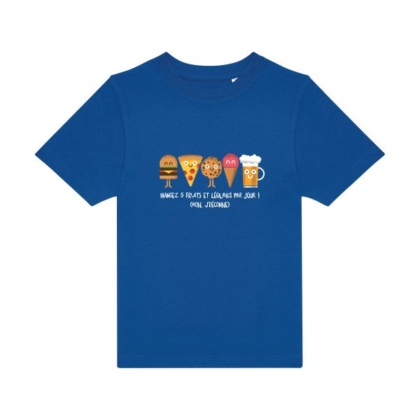 t-shirt humour enfant -5-fruits-et-legumes- couleur  Royal Blue