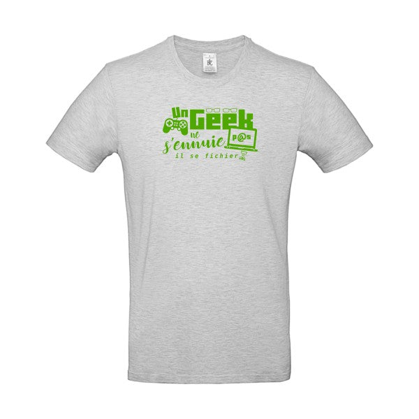 Un geek ne s'ennuie pas Flex Vert pomme |E190 T-shirt|Ash||2XL