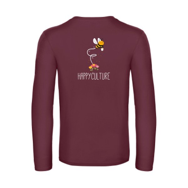 happy-t-shirt-manches-longues-original-humour -Burgundy