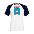 T-shirt fruit of the loom baseball  SURF  couleur White/Deep Navy