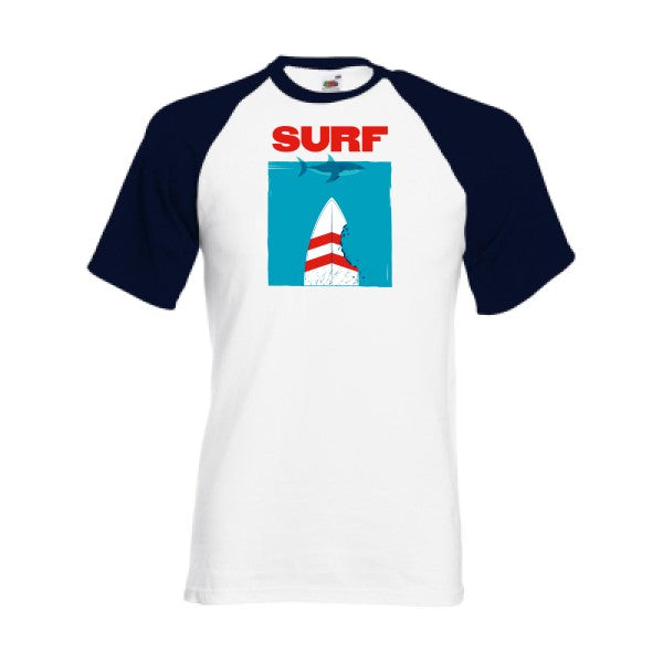 T-shirt fruit of the loom baseball  SURF  couleur White/Deep Navy