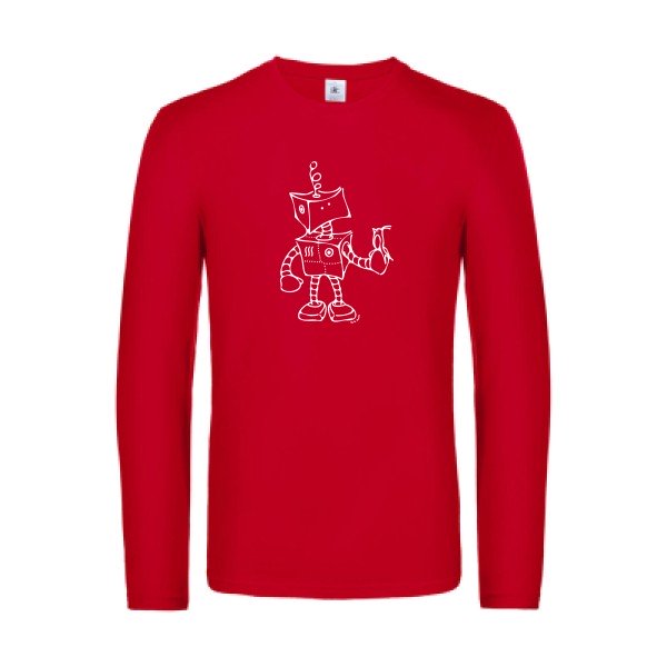 robot & bird - t shirt- manches- longues- original- humour- Red impression Face