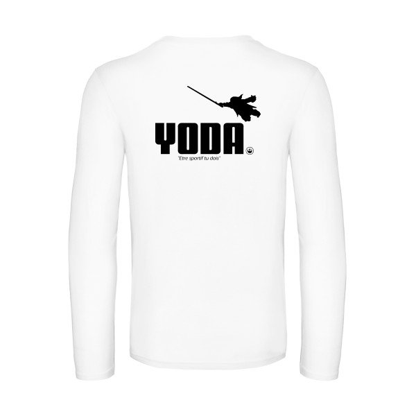 yoda - t shirt- manches- longues- original- humour- White impression Dos