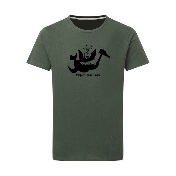 Requin marteau noir -Flex noir sur T-shirt SG  Thyme  2XL