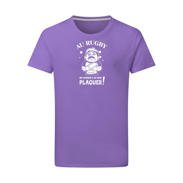 Au rugby, on apprend à se faire plaquer ! - Flex Blanc Tshirt original Aster Purple  2XL