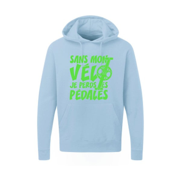 Sans mon vélo, je perds les pédales ! |Sweat  capuche humoristique Vert fluo 