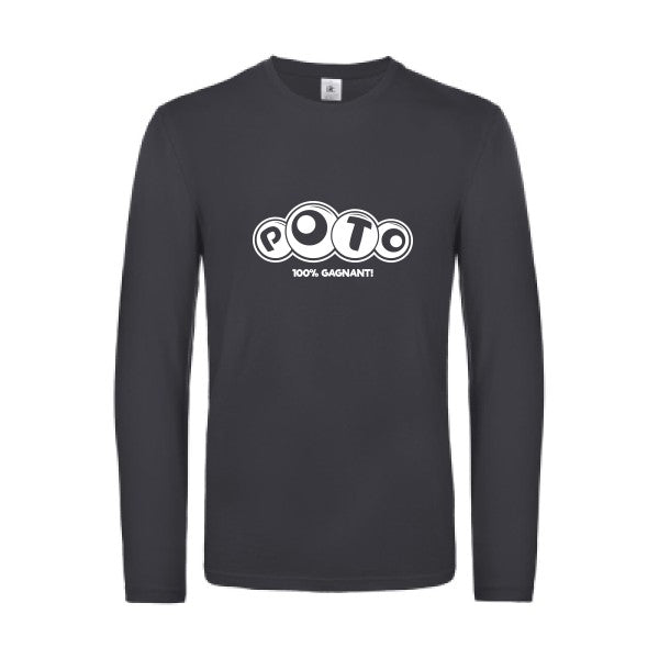 poto - t shirt- manches- longues- original- humour- Dark Grey impression Face