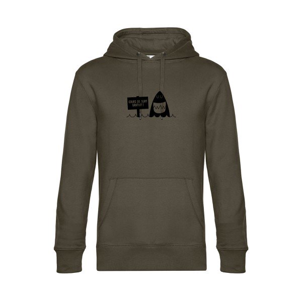 Cours-de-surf sweat shirt original Khaki flex Noir impression Face