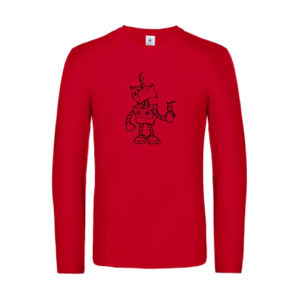 robot & bird - t shirt- manches- longues- original- humour- Red impression Face