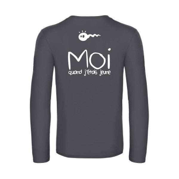 moi quand j etais jeune - t shirt- manches- longues- original- humour- Dark Grey impression Dos