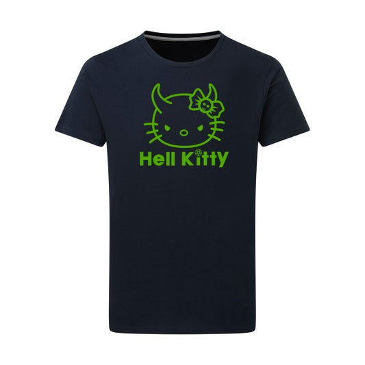 Hell Kitty vert pomme -Flex vert pomme sur T-shirt SG  Navy  5XL