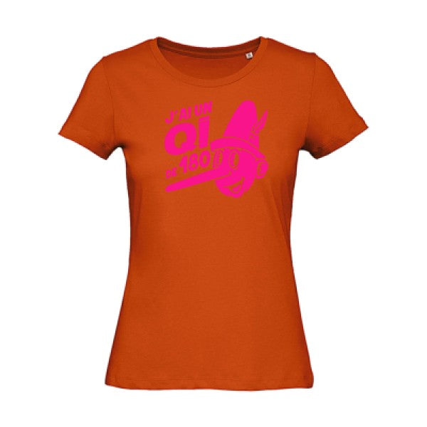 T shirt humour bio femme   femme bio|Quotient intellectuel Rose Fluo 