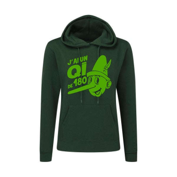 Quotient intellectuel Vert pomme |Sweat original à capuche Femme