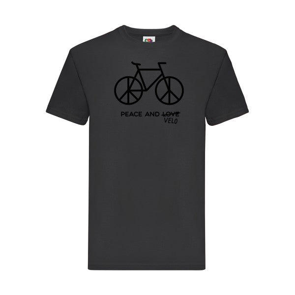 T-shirt|Peace and vélo |flex Noir| Fruit of the loom 205 g 