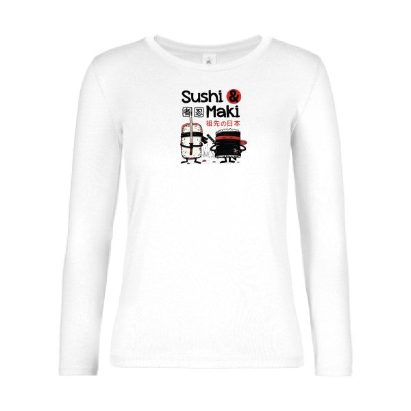 t-shirt lsl femme Sushi-et-Maki-  White flex 