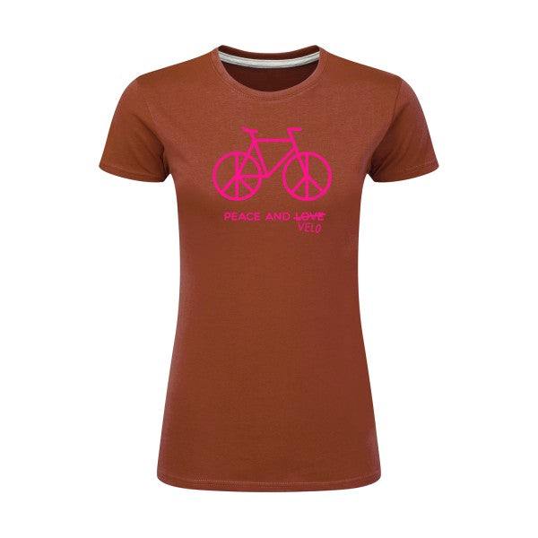 Peace and vélo Rose Fluo |T shirt original femme|SG