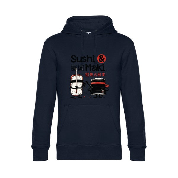 Sushi-et-Maki- Sweat à capuche original Navy Blue - RueDuTeeshirt