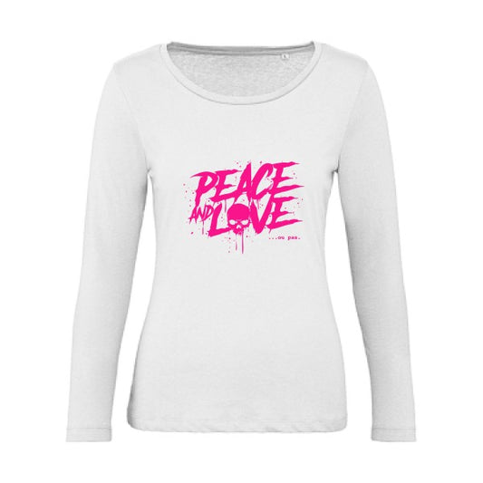 Peace or no peace Rose Fluo |   T shirt manches longues femme|100% bio