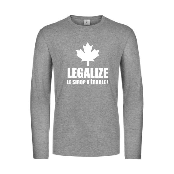 legalize le sirop d erable - t shirt- manches- longues- original- humour- Sport Grey impression Face
