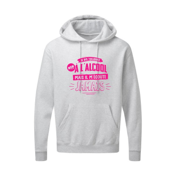 Non à l'alcool  |Sweat  capuche humoristique Rose fluo 