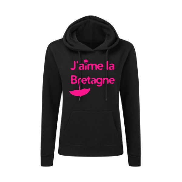 J'aime la Bretagne Rose Fluo |Sweat original à capuche Femme