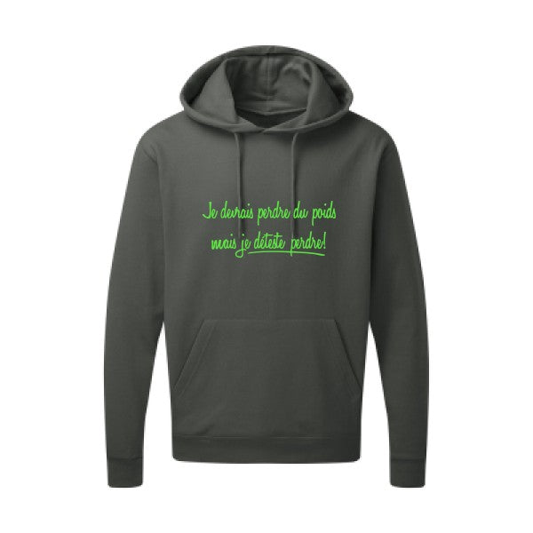 Né pour gagner Vert fluo |Sweat capuche imprimé homme