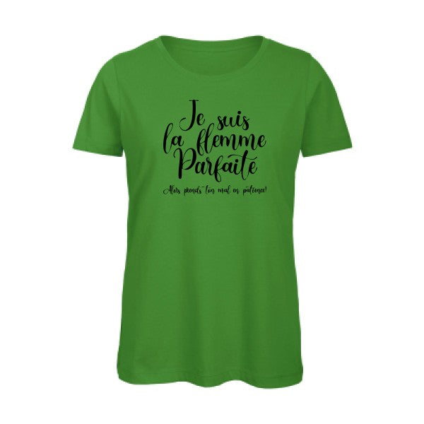 T shirt humour bio femme   femme bio|La flemme parfaite Noir 