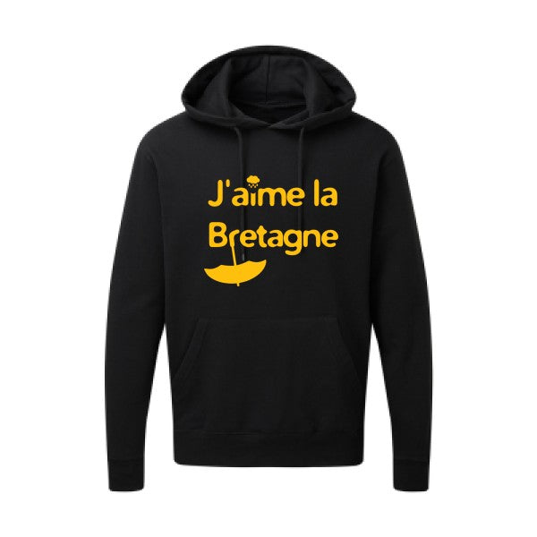 J'aime la Bretagne |Sweat  capuche humoristique jaune Or 