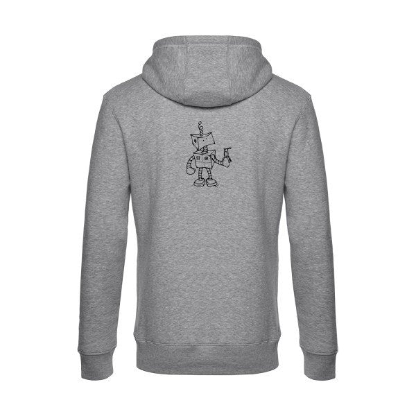 Robot-&-Bird sweat shirt original Heather Grey flex Noir impression Dos