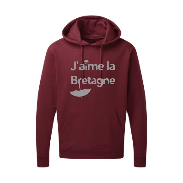 J'aime la Bretagne |Sweat  capuche humoristique Gris 