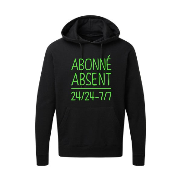 Abonné absent Vert fluo |Sweat capuche imprimé homme