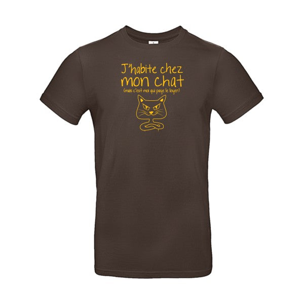 J'habite chez mon chatFlex jaune or - E190 T-shirt|Brown||2XL