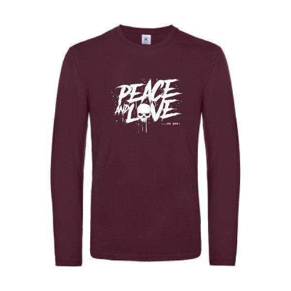 peace or no peace - t shirt- manches- longues- original- humour- Burgundy impression Face